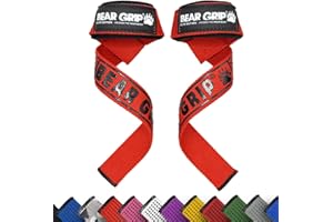 BEAR GRIP Straps - Premium Neoprene Padded Heavy Duty Double Stitched Weight Lifting Gym Straps