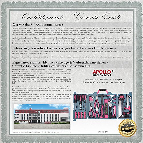 Apollo 71-teiliges Haushalts-Werkzeugset in Pink mit den gebräuchlichsten Handwerkzeugen – in Aufbewahrungsbox - 7