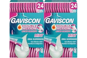 Gaviscon Double Action Heartburn & Indigestion Mint Flavour Sachets 24x10ml, Pack of 48