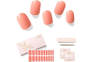 ‎NAILOG Nailog UV Gel Nagelfolie - Nagelfolie uv härtend 20 Stück - Vegan langanhaltend - Nagelsticker selbstklebend Gel Strips für Maniküre in Salonqualität， Coral