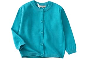 HahaNice Girls' Cardigans Knitted Long Sleeve Kids School Jumper 2Y-7Y