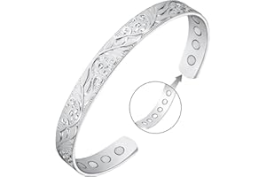 Jeracol Copper Bracelet for Women,Flower&Crystal Design Magnetic Bracelet with 12Pcs Ultra Strength Magnets,Adjustable Size & Jewelery Gift Box