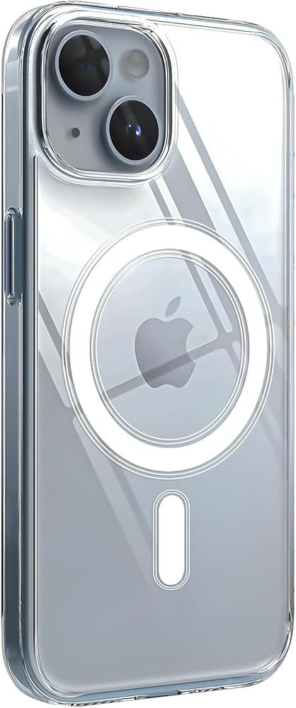 Minesk iPhone 13 ve 14 için Magsafe ile Uyumlu Şeffaf Kılıf Kristal Berraklığında Materyal Polikarbonat Arka Kısım ve Silikon Kenarlar Wireless Kablosuz Şarj Destekli Kılıf Kapak (13-14)
