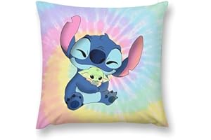 NUIGUBF Kompatibel mit Disney Lilo & Stitch Cartoon Cute Pattern Dekorative Kissenbezug, Kinder Super Soft Pillowcase Home Soft & Comfortable 18x18 Zoll (Doppelseitig)