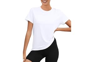 Rapbin Sportshirt Damen Kurzarm, UPF 50+ Basic Leichtes Atmungsaktiv Trocken Funktions Sport Oberteile Damen Rundhals Sportshirt Damen Locker für Fitness Laufshirt Yoga
