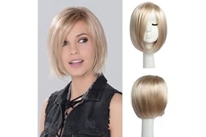 BESTUNG Short Bob Blonde Wigs for Women Full Wig Natural Ombre Blonde Synthetic Wigs Harajuku Style Hair for Cosplay Party with Free Wig Cap