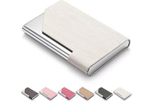 FACATH Porte-Cartes de Visite en Cuir Microfibre de Luxe avec Étui Métallique et Fermeture Magnétique pour Homme et Femme (Blanche)