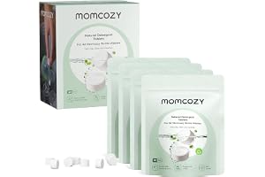 Momcozy officiella tvätttabletter med naturliga ingredienser, säkra och hälsosamma, utan dofter eller färgämnen, lämpliga för flaskrengörare/flasktvättare, 120 tabletter