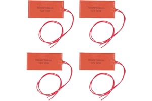 ASIXXSIX Silicone Heating Pad, 4Pcs 12V 15W Car Engine Heater Silicone Pad Oil Pan Heater Pad 2 x 3.9inch Flexible Silicone Rubber Heater Mat for Electric Blanket Oil Drum Industrial Pipeline