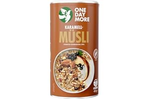 ONEDAYMORE One Day More Muesli Caramel 450 g Petit-déjeuner nutritif pour l’énergie, Croustillant, Douceur naturelle, Parfait pour commencer la journée