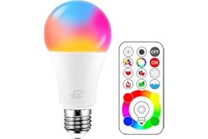 iLC Lampadina LED cambia colore, 120 colori, equivalente a 70 Watt, strobo fai da te, RGB con telecomando, LED 10W A60 E27 vite