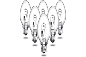 DoRight Lampadine alogene a candela 28W, E14 SES Lampadina alogena C35 Piccola lampadina Edison a vite Lampada alogena vintage - Bianco caldo 2700K - 310lm - Dimmerabile - Confezione da 6