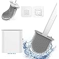 ZUPTIX Toilet Brush and Holder Set for Bathroom, Flexible Toilet Cleaning Bowl Brush Head with Silicone Bristles, Compact Size for Storage and Organization (Multicolor)