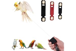 NQEUEPN Retractable Bird Leash, 6.56ft Bird Harness with 3 Sizes of Foot Rings Parakeet Flying Ankle Harness Parrot Leg Leash Outdoor Flying Training Supplies Kit for Cockatiels Budgies (Black)
