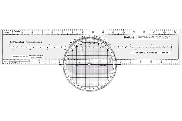 Medarchitect Règle de traçage aéronautique avec 8 fonctions pour pilotes et étudiants - Plotteur azimut, diagrammes WAC, traceur de navigation aérienne pour une utilisation de navigation