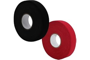 Pizsieat 2 Roll Hockey Tape Rutschfestes Schlägertape Eishockey Tape 2,5cm*25m Griffband Hockeyschläger Tape Anti-Rutsch für Tennis Squashschläger Badmintongriff Springseil Angelrute (Schwarz, Rot)