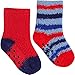 Baby Boy's Super Soft & Fluffy Cozy Gripper Socks (2 Pair Pack) (UK Infant Shoe 3-5.5 (Euro 19-22), Red & Blue)