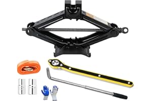 JOYHUT Universal Scissor Car Jack, Load 2.5 Tons, Lifting Height 10-39CM, with Tow Rope 2M, Wrench*2, Gloves, Tyre Repair Tools Kit for Car Van Sports Utility Vehicles