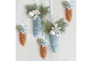 DAISY 3-Ply Xmas Decoupage Tissue Paper Napkins Decorative Christmas Serviettes 33cm x 33cm - Pack of 20 (Natural and Blue Spruce Cones)