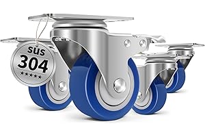 Humagineer 75mm Edelstahl-Schwerlastrollen mit 540kg Kapazität, Industrielle Lenkrollen mit Bremse, Hitzebeständige Laufrollen für Schwere Lasten, Industrieanlagen, Medizinische Geräte,Outdoor-Einsatz