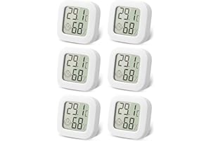 MWZEAUL Mini Thermomètre Hygromètre Intérieur,Lot de 6 LCD Digital Moniteur de Température et Humidimètre,Hygromètre Température et d'humidité pour Maison Chambre Bébé Bureau Jardin Exterieur,Blanc
