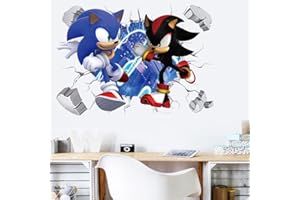 Meecaa Sonic Anime Igel Wandaufkleber, 3D Breaking Wandaufkleber für Schlafzimmer Wohnzimmer Wandkunst Aufkleber Wanddekoration (Sonic)
