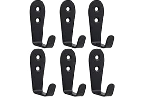 Mokife Ganchos Percheros Pared 6 Piezas, Grande Metal L Gancho Individual Moderno Gancho Acero Inoxidable Ganchos para Abrigos Resistentes, Negro