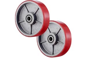 PLODAXE Pallit Lot de 2 roues pivotantes en polyuréthane 200 x 50 mm Axe rouge Ø 20 mm avec roulement à billes pour transpalette