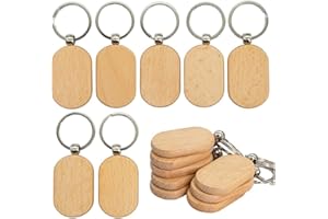 Veciado Etiqueta de Llave de Madera en Llaveros de Madera DIY Llaves de Grabado de Madera en Paquete de 20