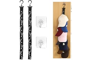 heqxwl 2 Stück Hutablage, mit 2 selbstklebenden Haken, Kann alle Arten von Hüten aufhängen, Praktische Hutablage mit 16 Clips,für Wand, Tür, Schrank,Länge 66,5 cm