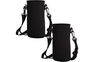 Ziyonix 2 stycken vattenflaskskydd, 8 × 18 cm 750 ml termisk flaskhållare skållningsskydd fodral med justerbar axelrem för sport vandring camping resor