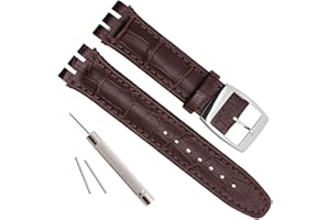 OliBoPo Uhrenarmband für Swatch mit Krokodilleder-Schnalle, Alligator-Narbenleder