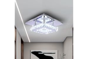 diisunbihuo Mini Kristall Kronleuchter Kristall Deckenlampe Quadrat LED Pendelleuchte für Flur Treppe (kühl weiß)