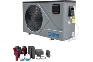 well2wellness Full-Inverter Wärmepumpe Mida.Joy 12- Poolheizung mit Einer Heizkapazität bis 11,90 kW Plus Bypass Set Basic + Abdeckung