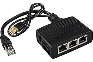 Leehitech Gigabit RJ45 Network Splitter Adapter,1000Mbps 1 to 3 Ethernet Splitter LAN Network Splitter for Computer,Hub,Switch,Router,ADSL,Set-top Box,Digital TV (3 Devices Running Simultaneously)