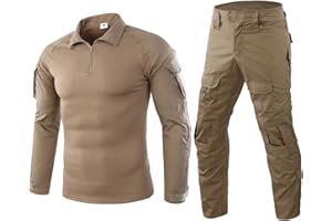 Uugood Camisas Airsoft para Hombre Pantalones Multicam Camisa de Combate Táctico y Set de Pantalones Camuflaje BDU Uniforme Militar Conjuntos de Paintball