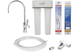 Doulton Duo Under Sink Water Filter Kit with ULTRACARB and CLEANSOFT Limescale Removal Filters Plus Swan Neck Chrome Tap and Fittings