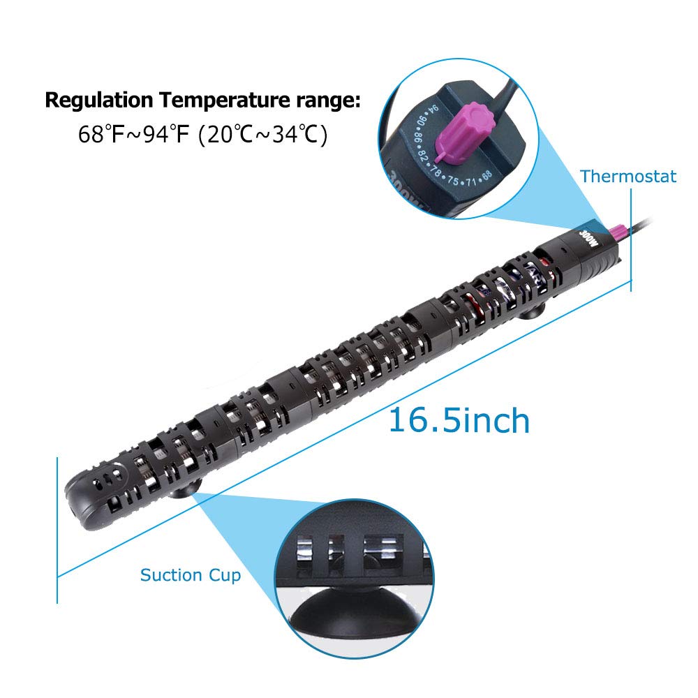 zoohi Aquarium Heater 300w, Fish Tank Water Thermostat Heaters