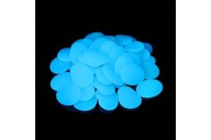 ALAN STONE Glow in the Dark Pebbles for Garden Décor, Glow in the Dark Rocks for Fairy Garden, Glowing Stones Fish Tank Aquarium Gravel DIY Garden Gifts (Flake Shape, 44pcs,315g/11.11oz/0.69lb) (Sky Blue)