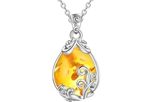 POPLYKE Sterling Silber Edelstein Filigran Teardrop Anhänger Halskette Kristall Schmuck für Frauen