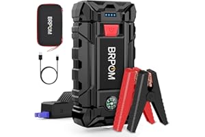 BRPOM Avviatore Batteria Auto, 5000A Avviatore di Emergenza per Auto/Moto, (Motori Fino a 8.0L Gas o 6.5L Diesel) Torcia a LED,Porta USB da per Smartphone