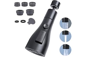 Bokaiya Juego de Aireador de Grifo de 360 ​​Grados, Aireador de Grifo de Cocina, Adaptador de Grifo de Cocina, F24 M22 Boquilla de Grifo Universal, Grifo Filtrado a Prueba de Salpicaduras con 3 Modos