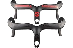 TOSEEK FULL Carbon AERO Integrated Handlebar With 110mm Stems For Racing Road Bike Matte Black (Shiny Logo) (Black, 440mm)