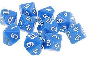 Yourandoll 10 pièces dés polyédriques D10 dés 16mm de Jeux de dés en Acrylique pour DND Dice RPG MTG Table Jeux (Bleu)