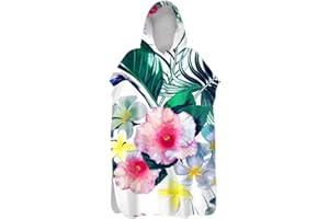 TREER-SHOP Treer Serviette Poncho Adulte Microfibre Séchage Rapide Poncho à Capuche Plage Surf, Serviette à Changement Peignoir Piscine Robe de Bain pour Homme et Femme