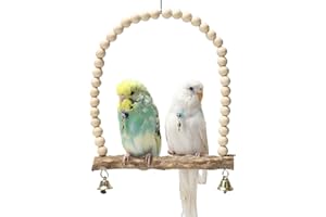 Parrot Perch Swing - Hangings Bell Play Stand and Perches for Parrots | Conures Perches Swings Cage Toys for Parakeets, Budgies, Cockatiels, Conures Zankie