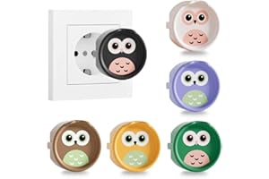 KEMUZ 6 Piezas Protector Enchufes Para Bebes Silicona, Protectores Decorativos Para Enchufes, Cubiertas Para Cocina, Enchufes Protegidos Contra Salpicaduras Y Polvo Para Baño (6 Colores De Búhos)