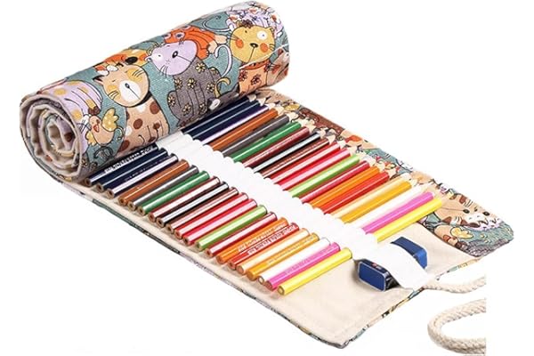 abaría Estuche Enrollable para Lápices Colores, Portalápices de Lona, Bolsa para Lápices (no Tiene lápices)