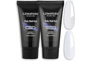 ‎GZMAYUEN GZMAYUEN Poly Nagel Set Transparent Klar Durchsichtig Farben Poly Nagelverlängerung Gel und Weiß Poly Shellac Nail Extension Gel Nagel Verlangerung Set 30ML