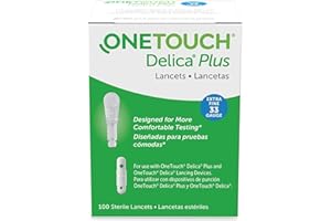 OneTouch Delica Plus Lancets for Diabetes Testing | Extra Fine 33 Gauge Lancets for Blood Test | Diabetic Supplies for Blood Sugar Monitor | Lancets for Lancing Device, 100 Count